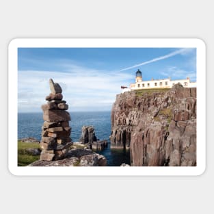 Cairn built by visitors near Neist Point Lighthouse - Isle of Skye, Scotland Sticker